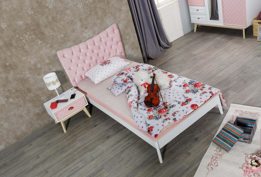Mädchen Bett Diane in weiss rose Retro Style