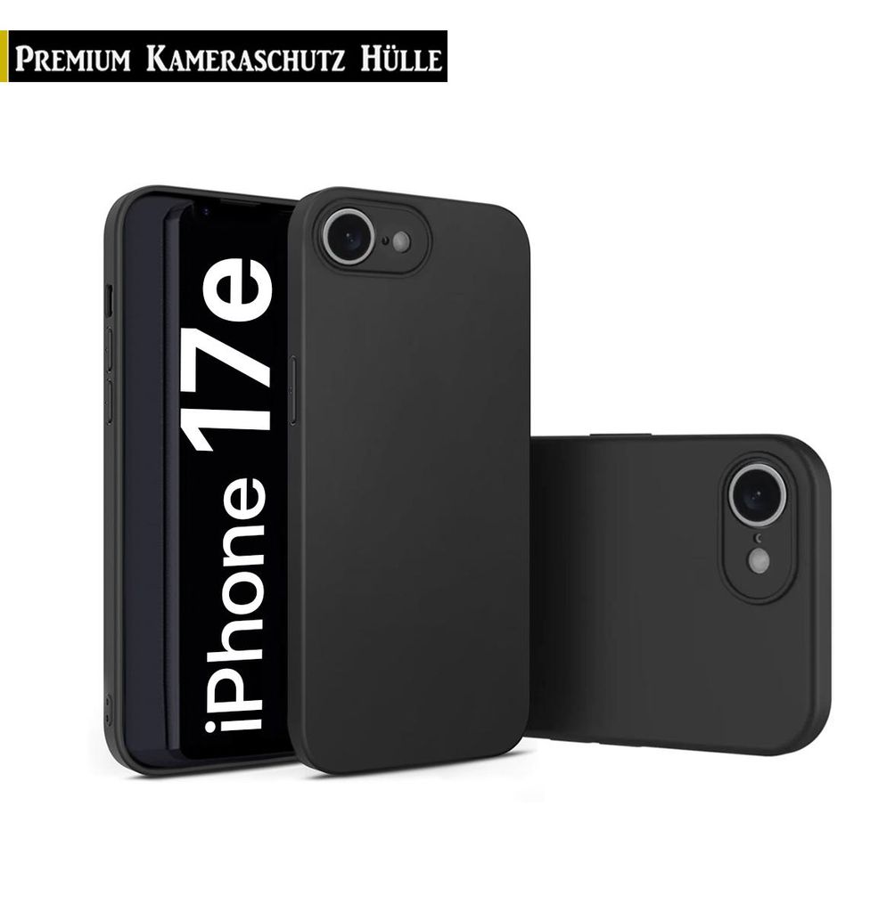 Für iPhone 17e ( 6.1" ) Schutz Hülle Silikon Handy Hülle Cover Matt Schwarz