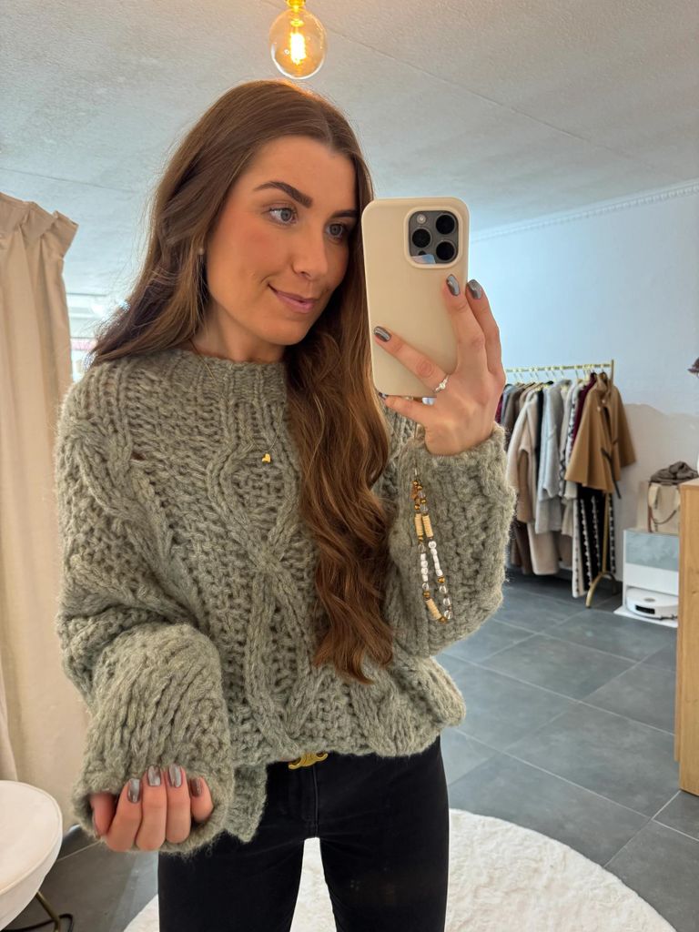 Grobstrickpullover Damen "Eva" Salbei, Damenpullover, weicher Stoff lockere Passform, für Frauen Pullover, Sweatshirt für Damen Elegant Winterpul...