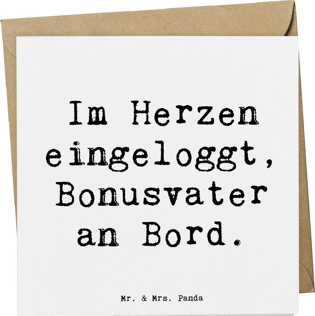 Mr. & Mrs. Panda doppelkarte Spruch Bonusvater Herz - Weiß - Geschenk, Stiefvater, Herzensbande, Grußkarte, Handarbeit, Elternteil, Vertrauter, D...