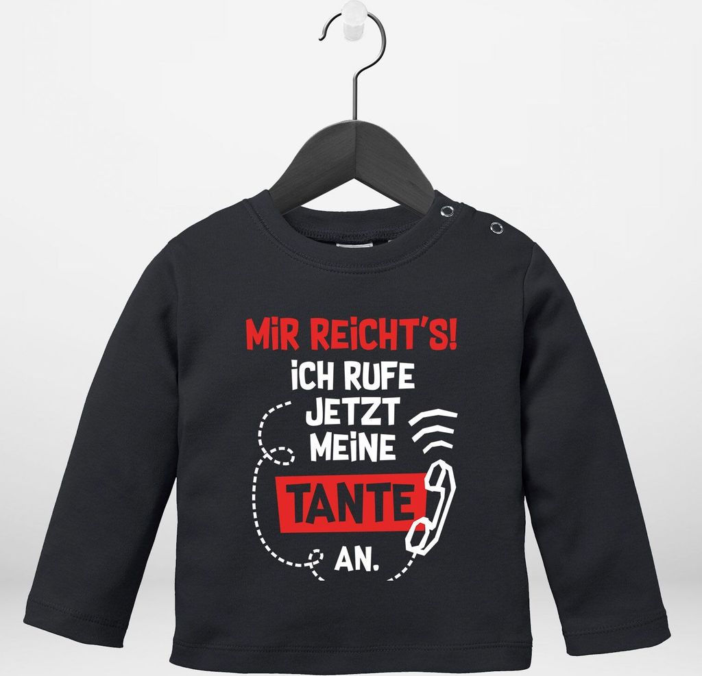 Baby Langarm-Shirt mit Spruch Tante lustig Mir reichts ich rufe jetzt meine Tante an Jungen Mädchen Moonworks schwarz 68/74 (4-9 Monate)
