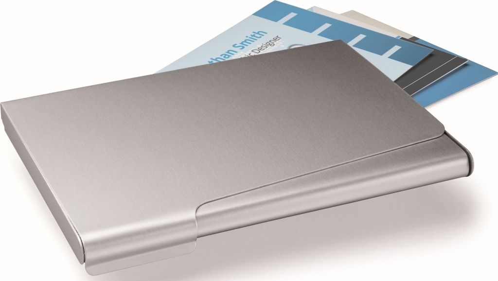 Visitenkarten-Box für 20 Karten metallic silber Packung mit 25 Stück