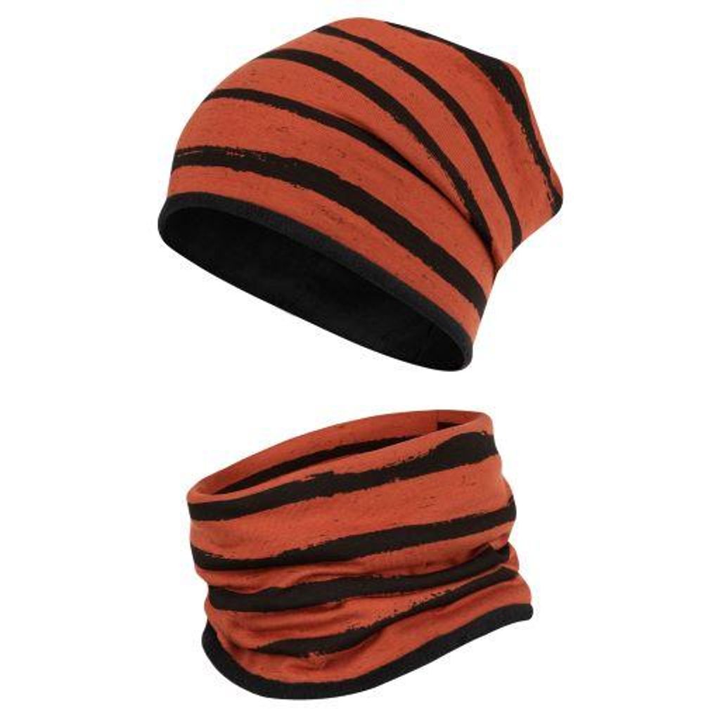 Jungen Wintermütze + Schlauchschal Winterset Beanie Snood, Größe 50-52, Rost