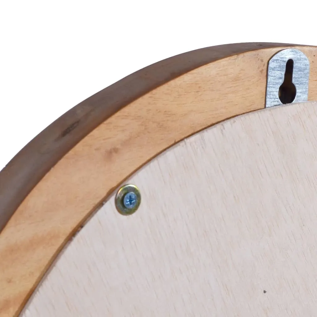 Specchio Tondo 60 cm Legno Teak Massello - Design Naturale Parete - 5