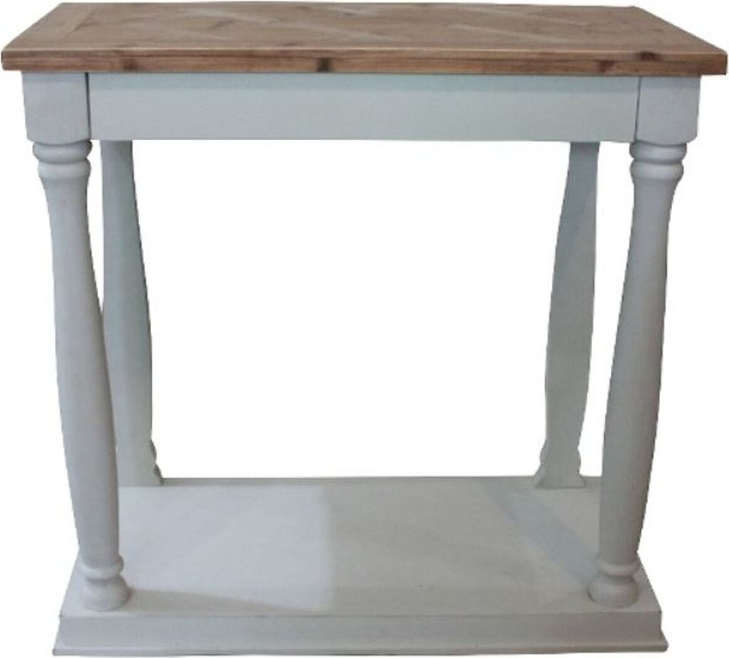 Casa Padrino Landhausstil Konsole Weiß / Naturfarben 81 x 40 x H. 80 cm - Handgefertigter Landhausstil Konsolentisch