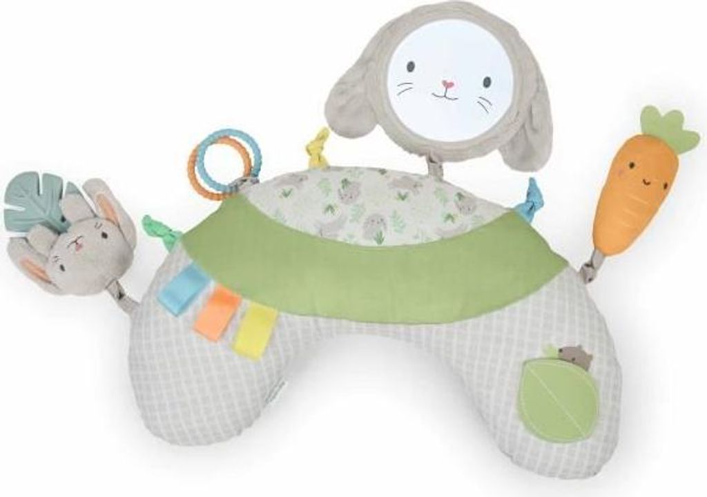 Babyspielmatte, INGENUITY Sylvi Bauchzeit Spielkissen mit sensorischen Spielzeugen, Baby Bodenmatte für längere Bauchzeit