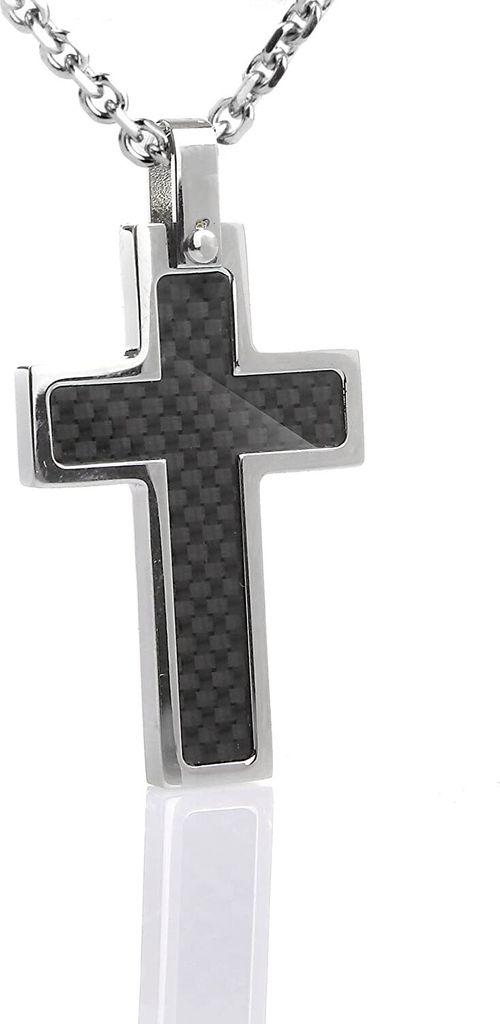 Edelstahl Anhänger Kreuz Kohlenstoffstahl Schwarz Und Produktbild 