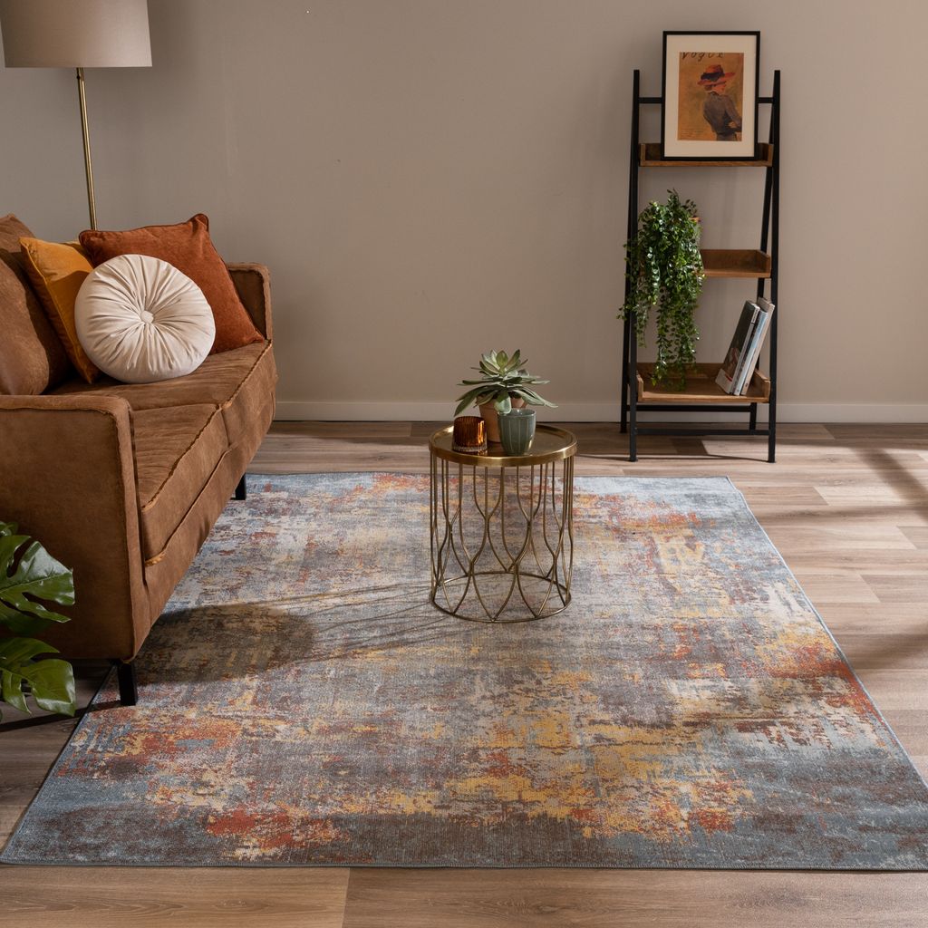 Moderner Teppich - Bush Blau Bunt - 280x380 cm - Wohnzimmer, Esszimmer, Schlafzimmer - FRAAI | Home & Living - Klassik, Industrielle, Modern