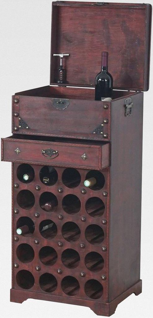 Weinregal Calvados Regal Holzregal Kolonialstil, für 20 Flaschen, mit Schublade