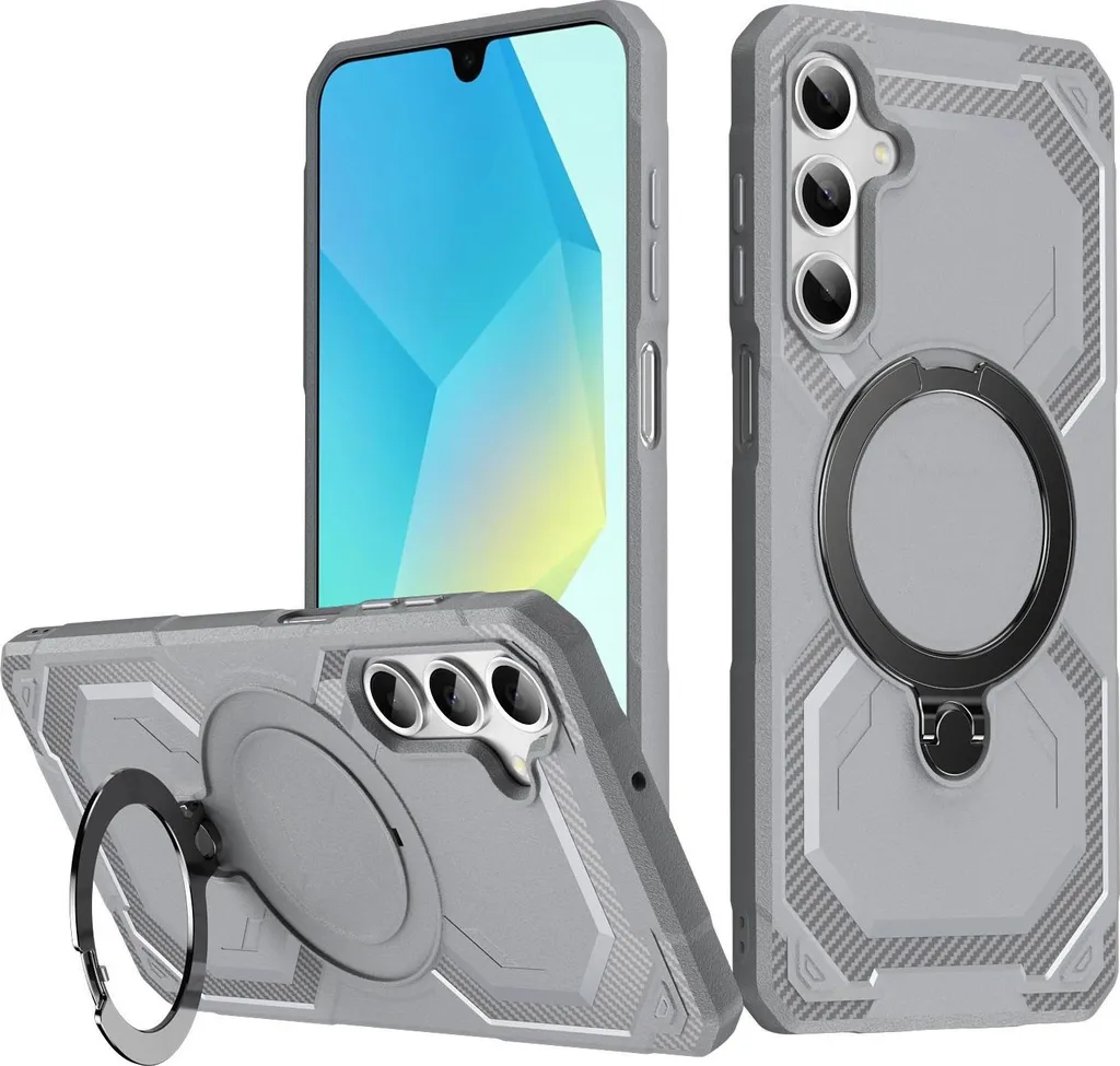 Custodia MagSafe per Samsung Galaxy A17/A16/A26 - Cover posteriore Phonesta IronLock con anello - Grigio