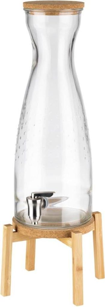 APS 10430 Getränkespender FRESH WOOD, Gestell aus Bambus, Behälter aus Glas, Deckel aus Kork, 4,5 Liter, 23 x 23 cm, Höhe 56,5 cm