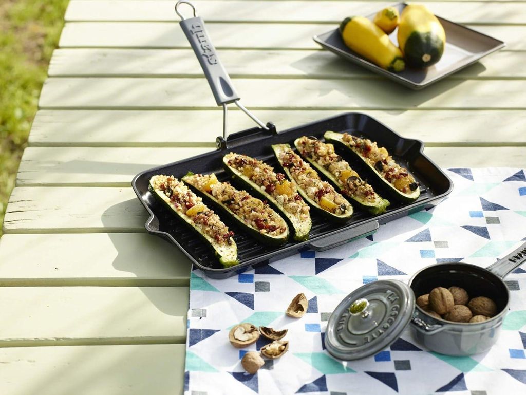 Rechteckige Grillpfanne - emailliertes Gusseisen - stilvoll servieren