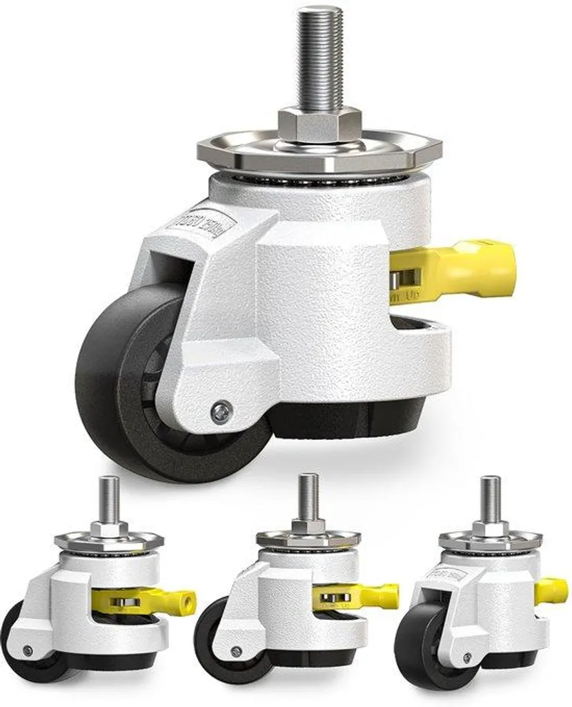 Roulettes de nivellement M12 abaissables pour établi industriel - 1 tonne