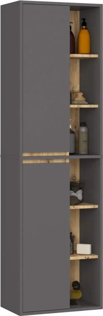 Armoire suspendue bicolore MARLION chêne artisan et gris anthracite
