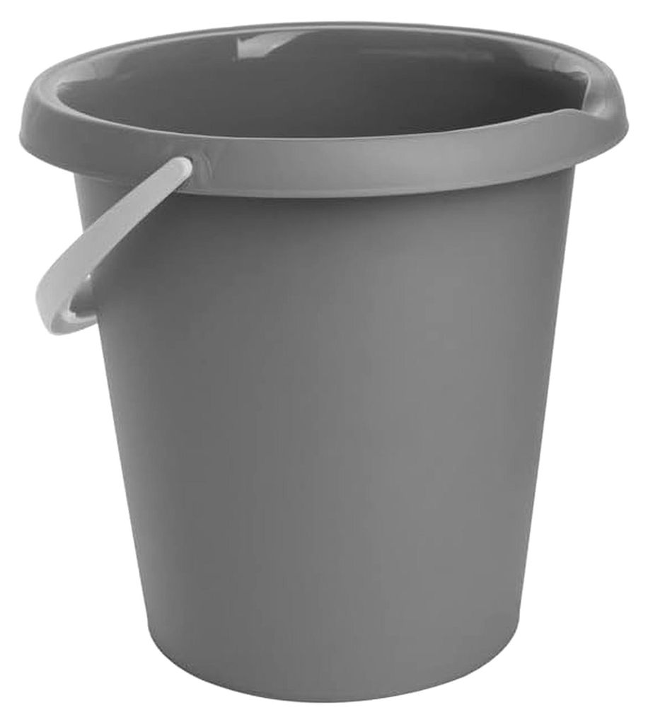 Eimer mit Ausguss 12 Liter 2er Set Putzeimer Haushaltseimer Hellgrau Kunststoff Tragegriff Robust EU