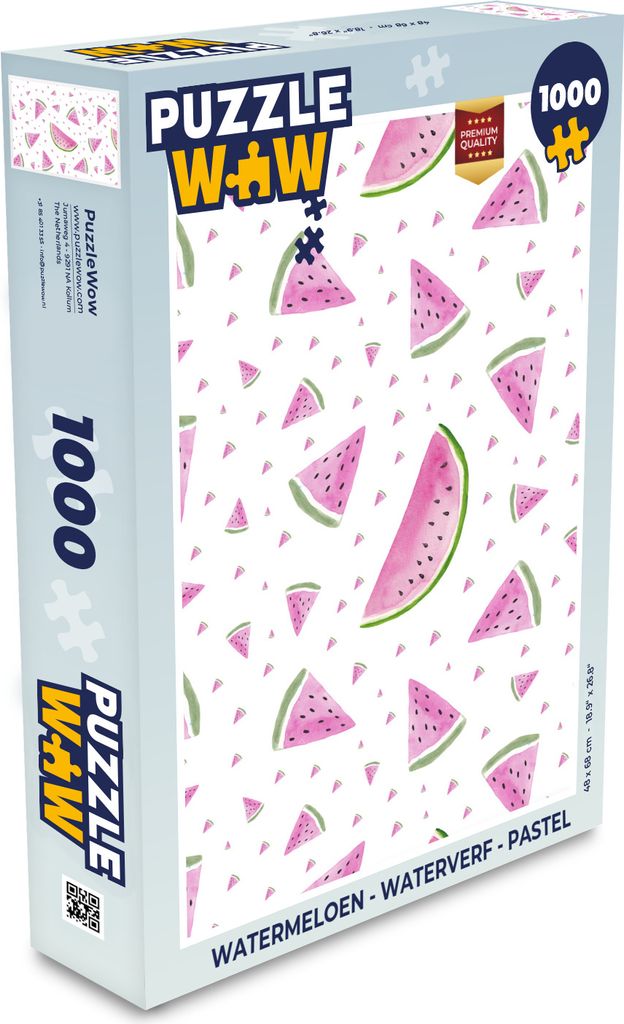 MuchoWow Puzzle 1000 Teile Wassermelone - Aquarell - Pastell - Spielzeug - Alt und Jung - Spiele - Puzzeln