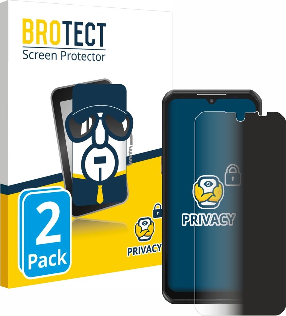 2x BROTECT Sichtschutzfolie für Oukitel WP39 Anti-Spy Privacy Sichtschutz Blickschutz Folie Blaulicht-Schutz