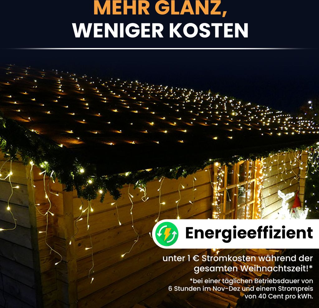 F-H-S LED-Lichternetz 160LED warmweiß IP 44 Außenadapter Produktbild 8