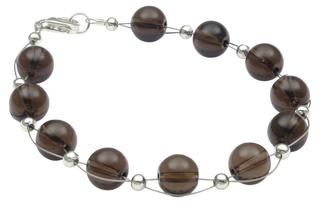 Armband aus echtem Rauchquarz braun, 925 Silber Armkette Produktbild 