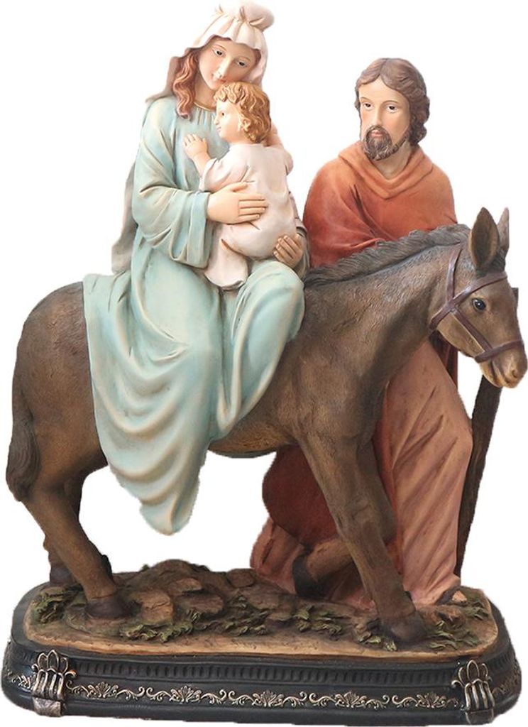 FADEDA Hlg. Familie auf der Flucht / Höhe:73 cm / handbemalt / detailgetreue Krippen Figuren - Weihnachten Tisch Dekoration Krippe Zubehör