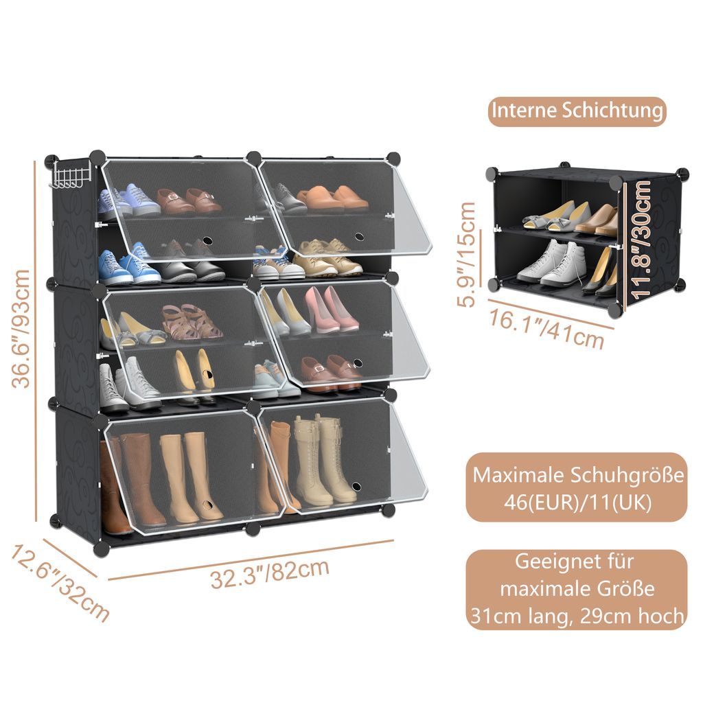 Organizzatore Scarpe 10 Pezzi - Scaffale Regolabile 3 Livelli, Bianco, Antiscivolo - Foto 3