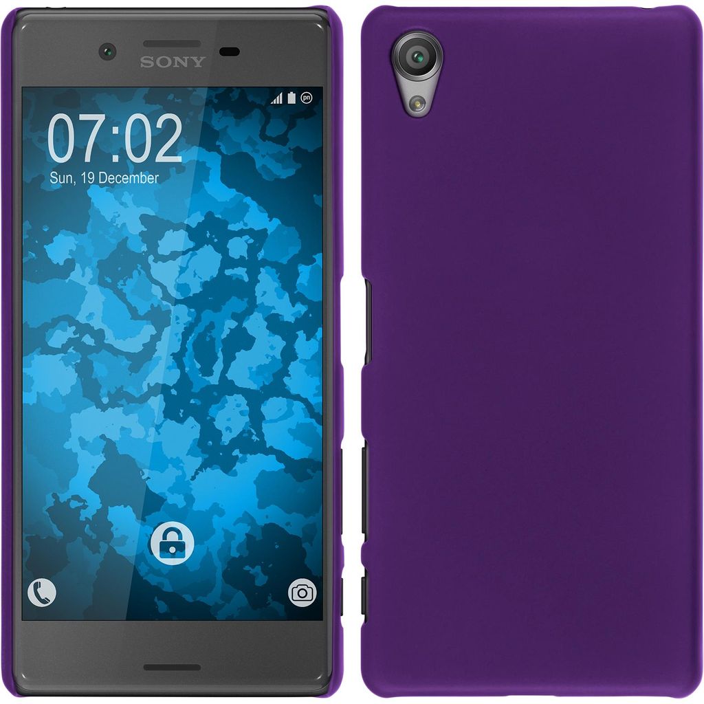 PhoneNatic Case kompatibel mit Sony Xperia X - Hülle lila gummiert Hard-case + 2 Schutzfolien