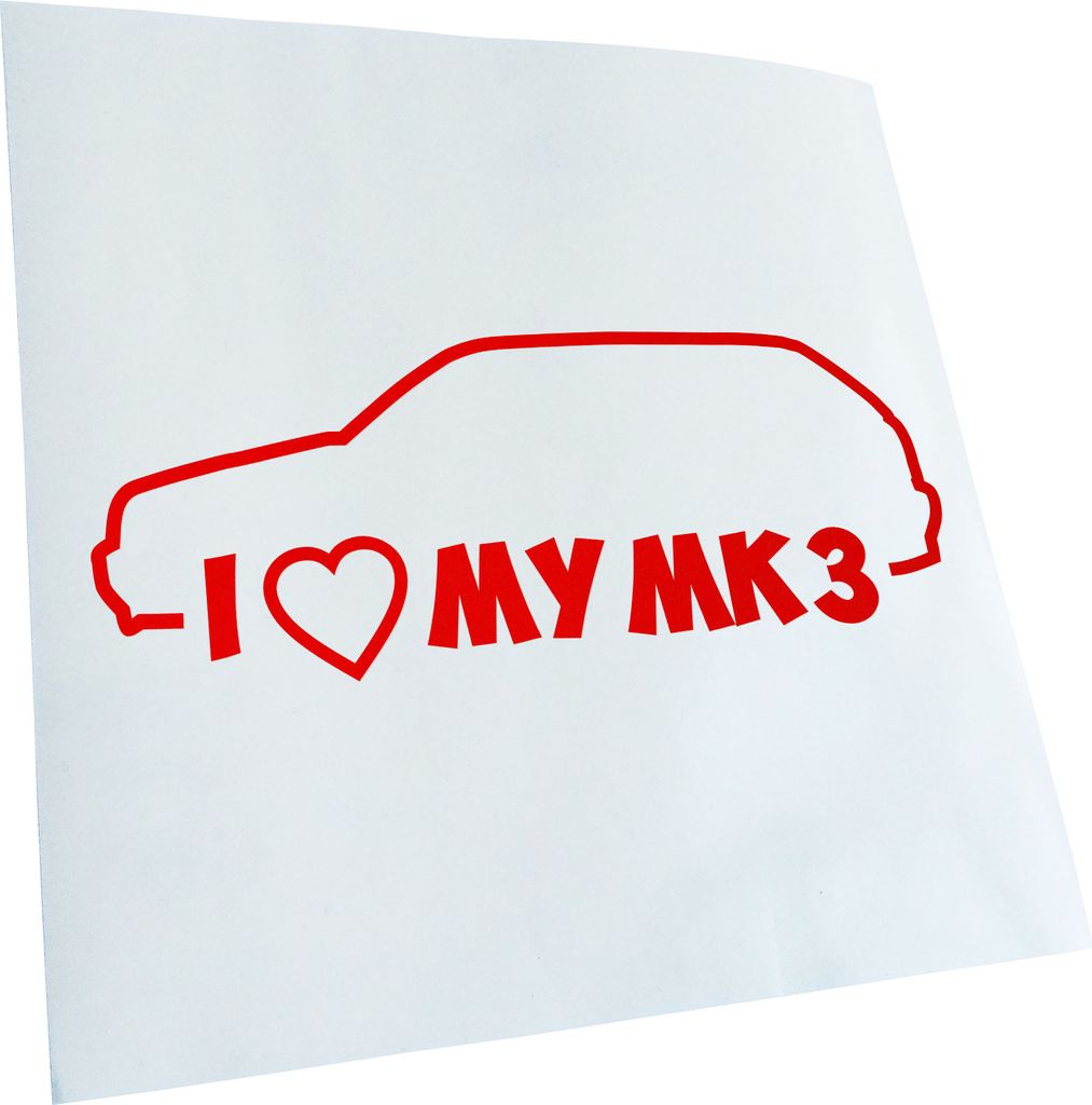 Kiwistar - Autoaufkleber - I Love My MK3 Heckscheibenaufkleber - Aufkleber für Auto Kfz Fahrrad, LKW, Truck Mofa