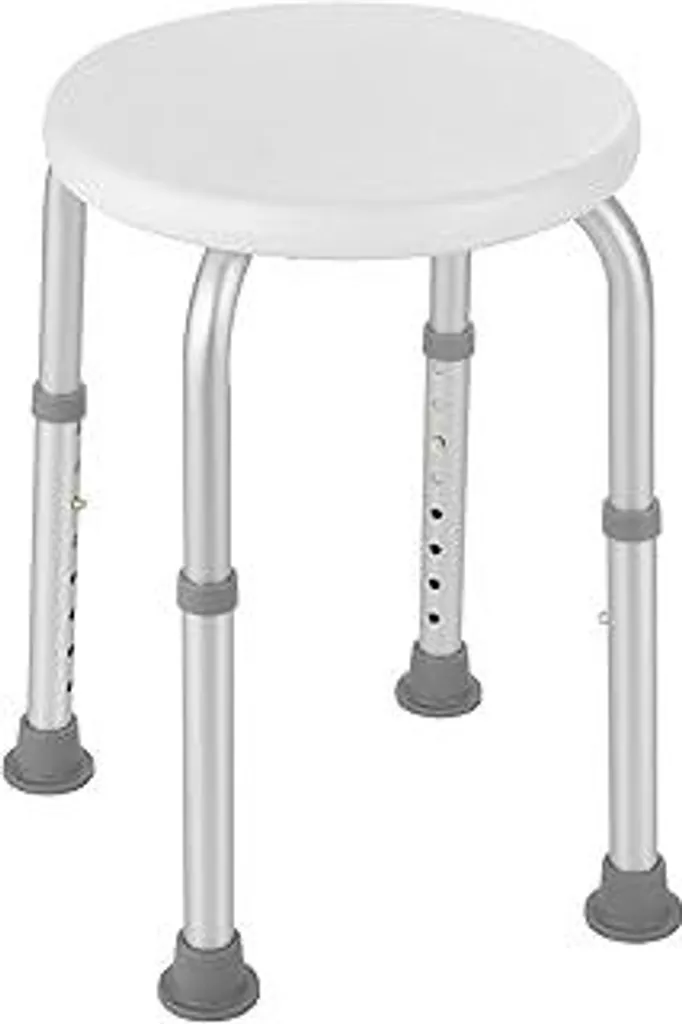 Sgabello da doccia, sgabello da bagno, sedia da doccia con piedini in gomma antiscivolo, stabile, leggero, regolabile in altezza in 8 posizioni (36-54 cm), per anziani, disabili, donne in gravidanza