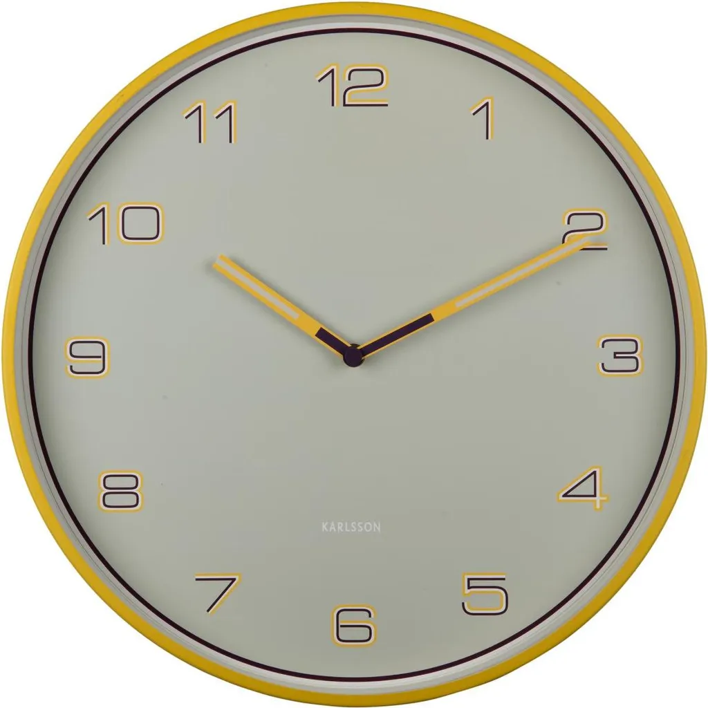 Karlsson Horloge murale Lined Numbers Jaune Ø40cm au design minimaliste