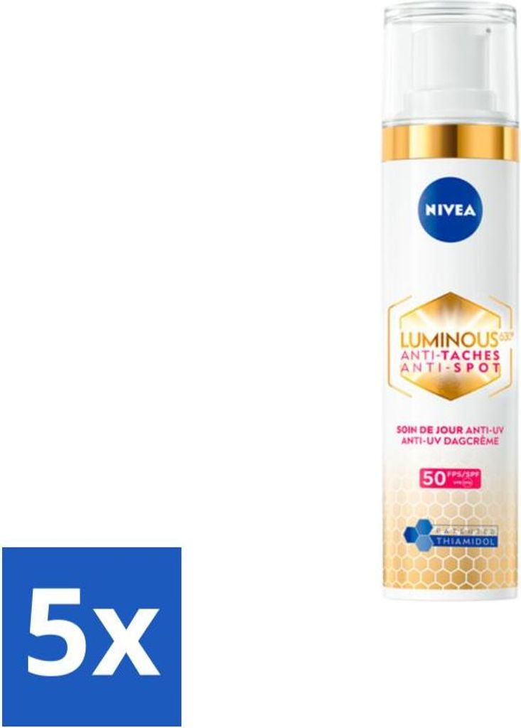 NIVEA - Cellular LUMINOUS 630 Tagescreme - Anti-Spot Gesichtscreme - LSF 50 - Für jeden Hauttyp - Gegen Pigmentflecken - 40 ml - Vorteilspack - 5 ...