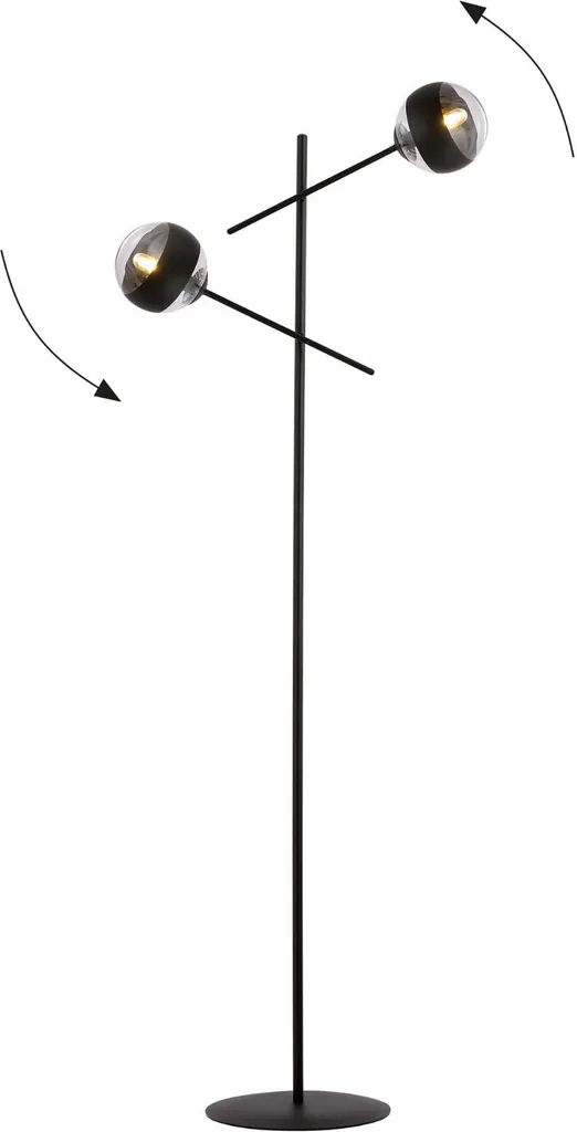 Lampadaire Double Éclairage 2xE14 LINEAR LP2 Noir Design Rayuré 1168 - 2