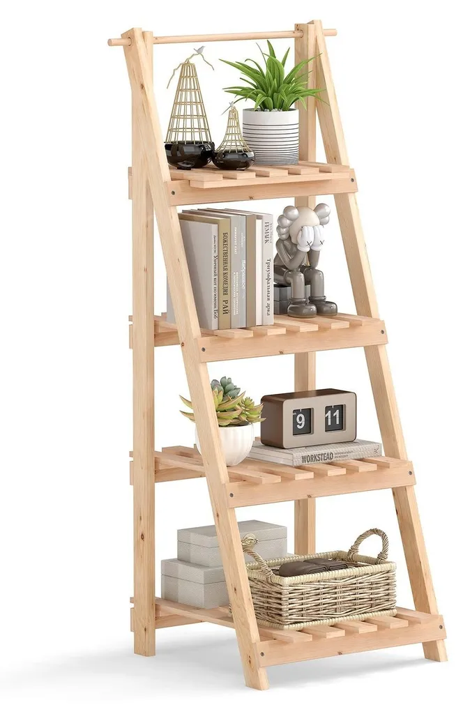 Porte-plante en bois à 4 niveaux pour l'aménagement intérieur