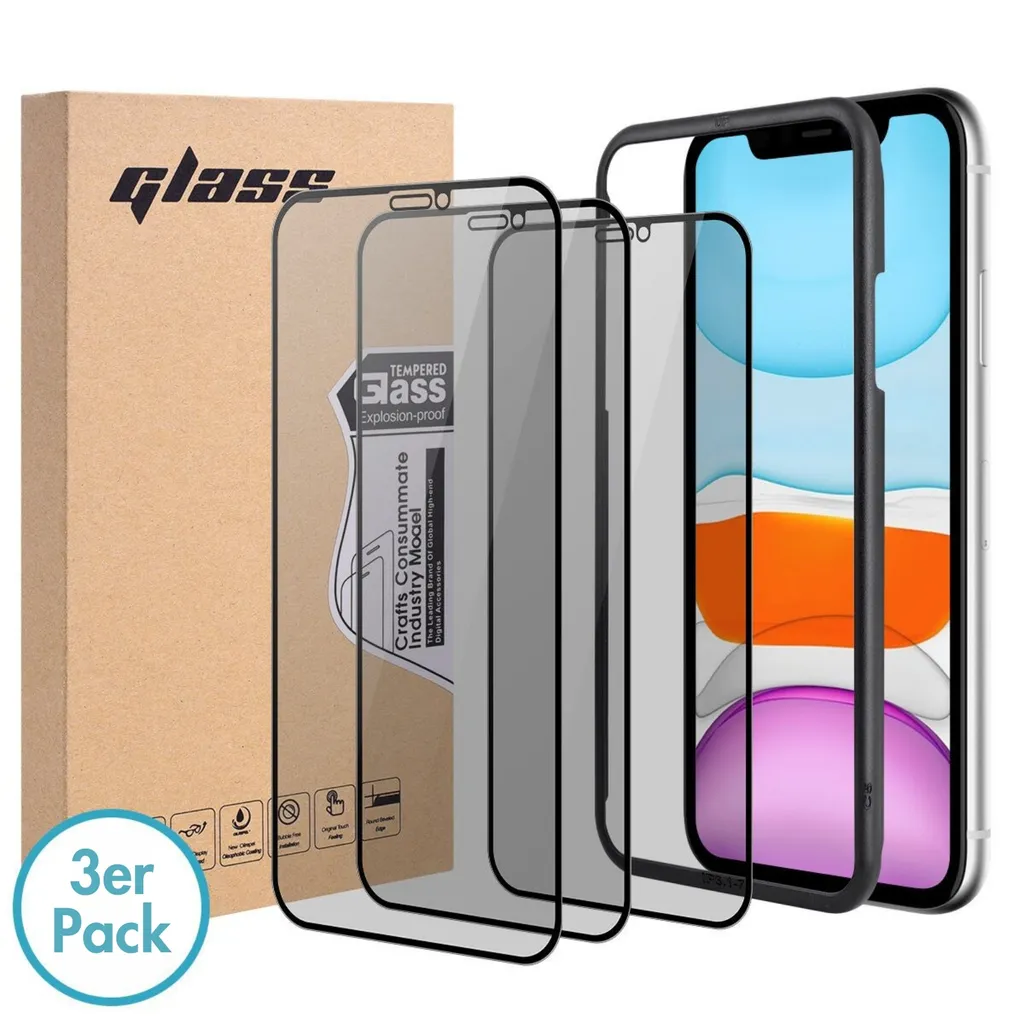 Set 3 Privacy Screen Protector iPhone XS: Vetro Temperato Anti-Spy 9H