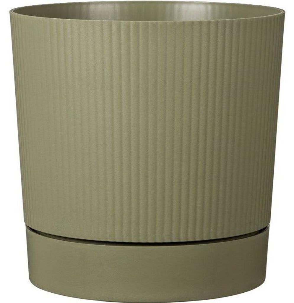 Runder Blumentopf mit Wasserreservoir – – Lino – Ø 39 – 32 L – H 38 cm – Moosgrün