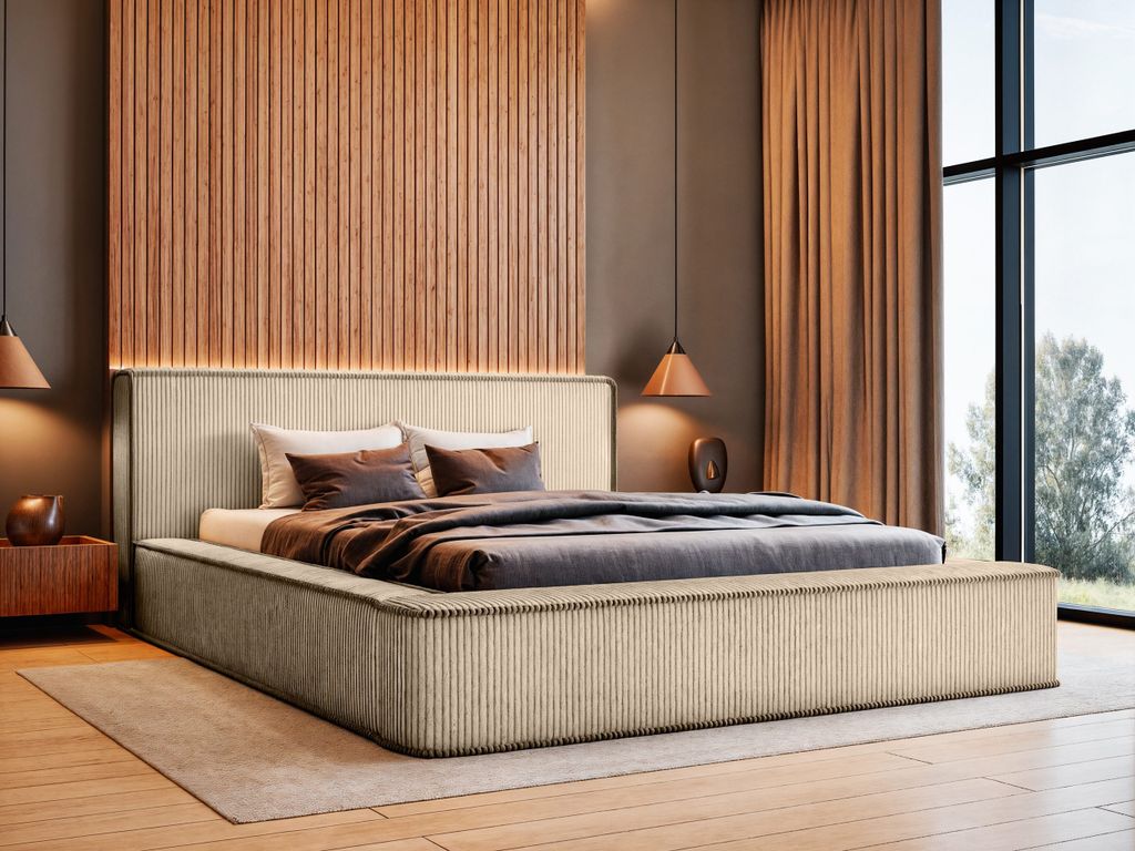 YOURHOUSE24 Polsterbett Harmon Doppelbett Bettgestell Lattenrost mit Bettkasten (Farbe: Lincoln 03, Größe: 140x200 cm)