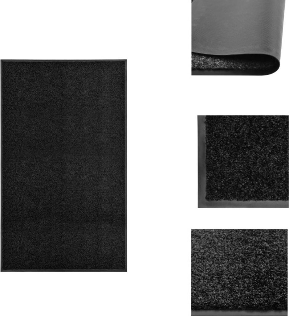 vidaXL Fußmatte Waschbar Schwarz 90x150 cm - Fußmatten