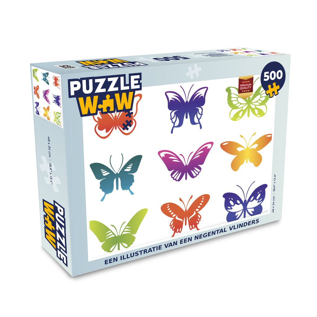 MuchoWow Puzzle 500 Teile Eine Illustration von neun Schmetterlingen - 500 Teile - Kinder - Selberbauen - Puzzlespiele