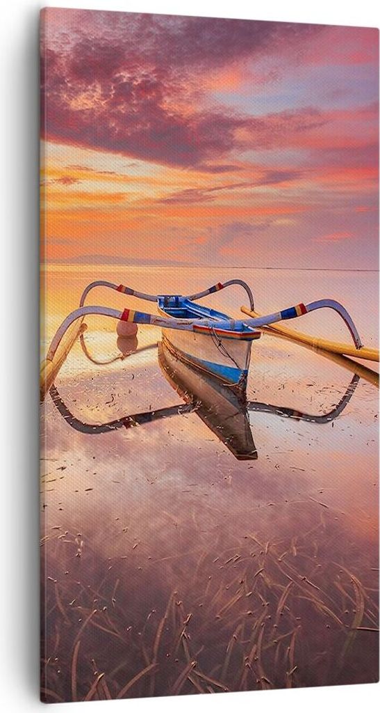 Bild auf Leinwand - Leinwandbild - Einteilig - £ódŸ Westen Die Sonne - 55x100cm - Wand Bild - Wanddeko - Wandbilder - Leinwanddruck - Bilder - W...