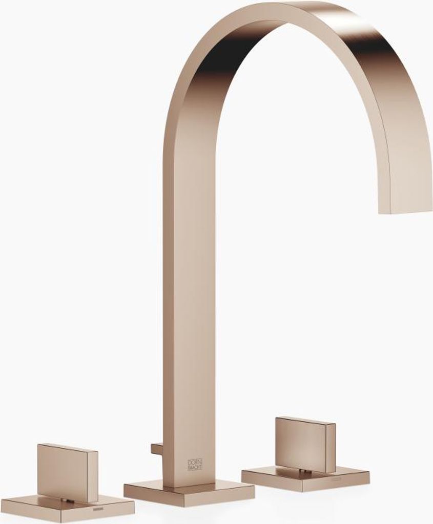 Dornbracht MEM Waschtisch-Dreilochbatterie mit Einzelrosetten, mit Ablaufgarnitur, Ausladung 200mm, 20715782-42