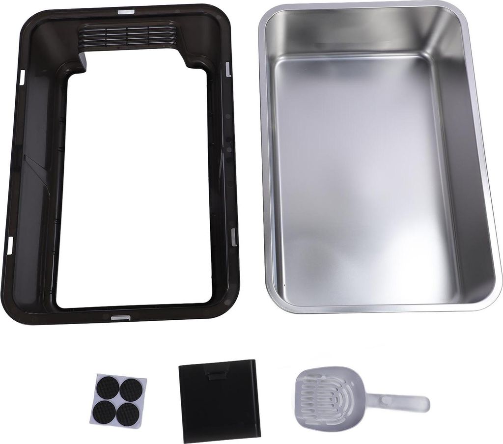 Geschlossener Edelstahl Katzenstrauderbox Top Eingang Anti Spritzer extra großer Metallkitty -Toilette schwarz