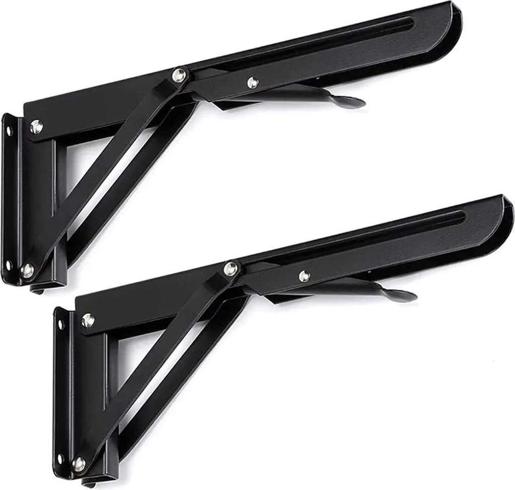 Équerres de fixation pliantes pour table et bibliothèque - Lot de 2