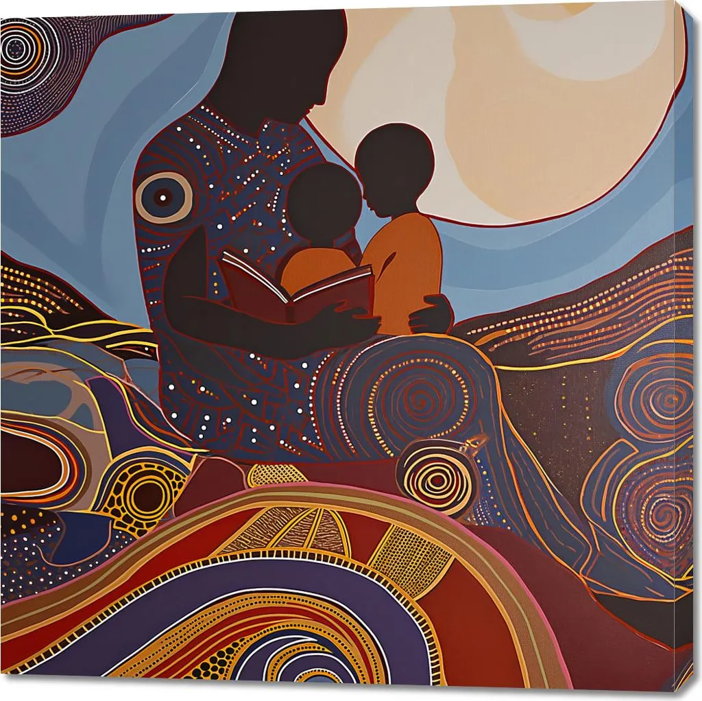Quadro 100x100 cm Racconti degli Antenati | Arte Su Tela Per Soggiorno