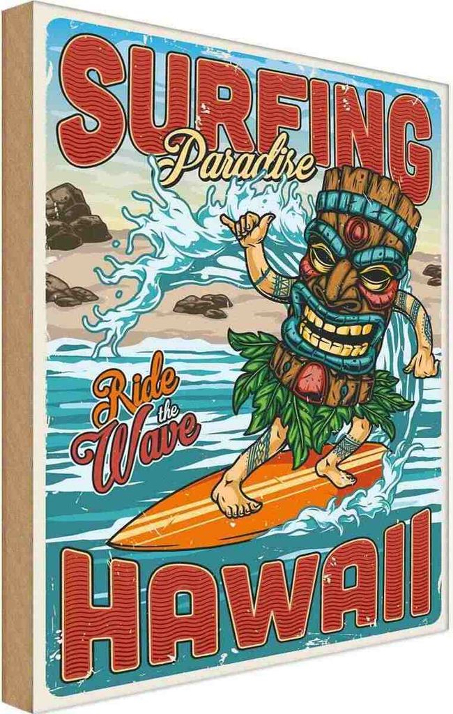 vianmo Holzschild 40x30 cm Paradise Hawaii Sommer Sport Abenteuer Reisen