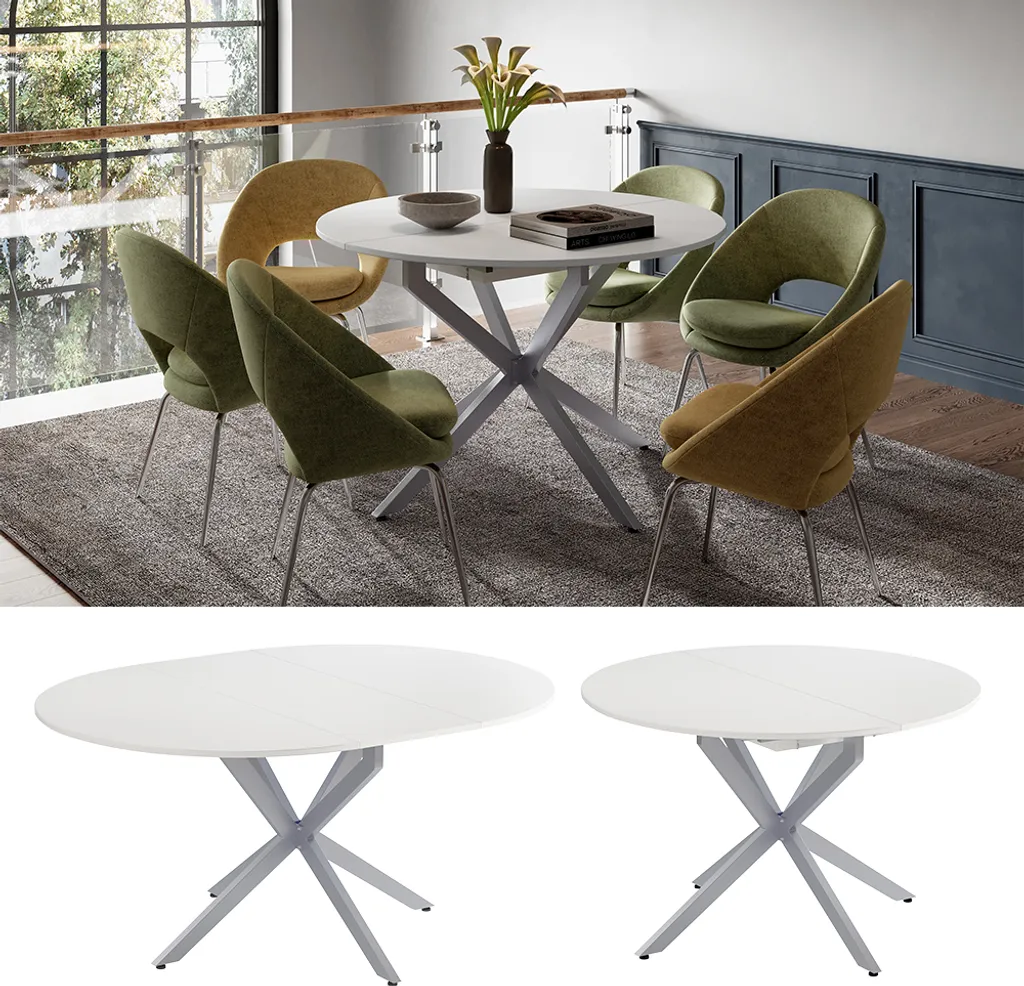 Table Vicco Loyd 120 cm blanc et gris : design moderne et robuste 51778 - 2