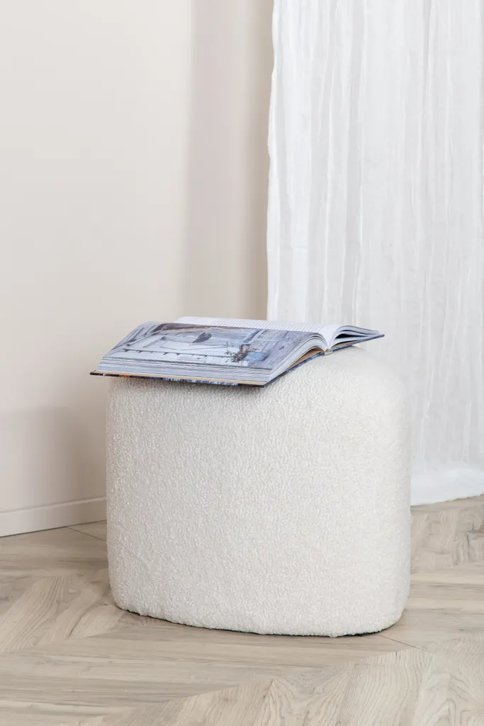 Pouf Rotondo Teddy Bianco Peg 46cm - Seduta Extra e Relax - 6