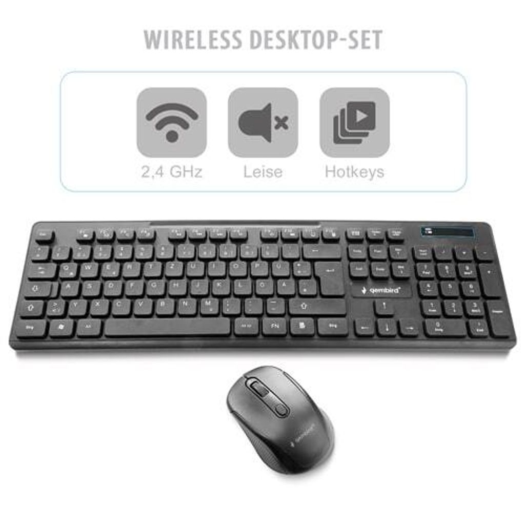 gembird Kabelloses Desktop-Set schwarz DE-Layout Obrázok produktu 