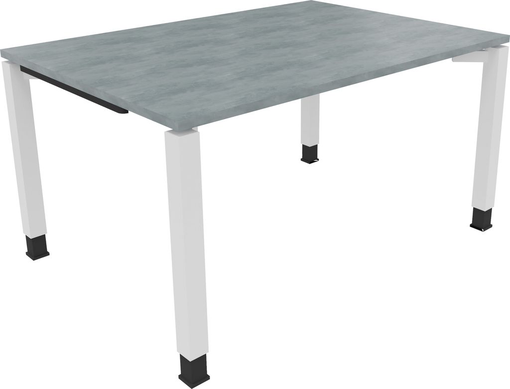 Schreibtisch Vierfuß Quadratrohr B1400xT1000xH680-820 ws/Beton hell
