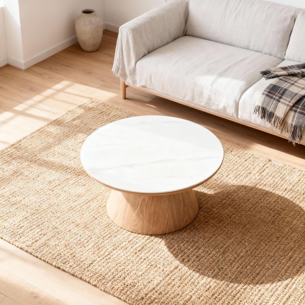 Giga Meubel Couchtisch Alba - Natur Keramik - 80x80x35cm