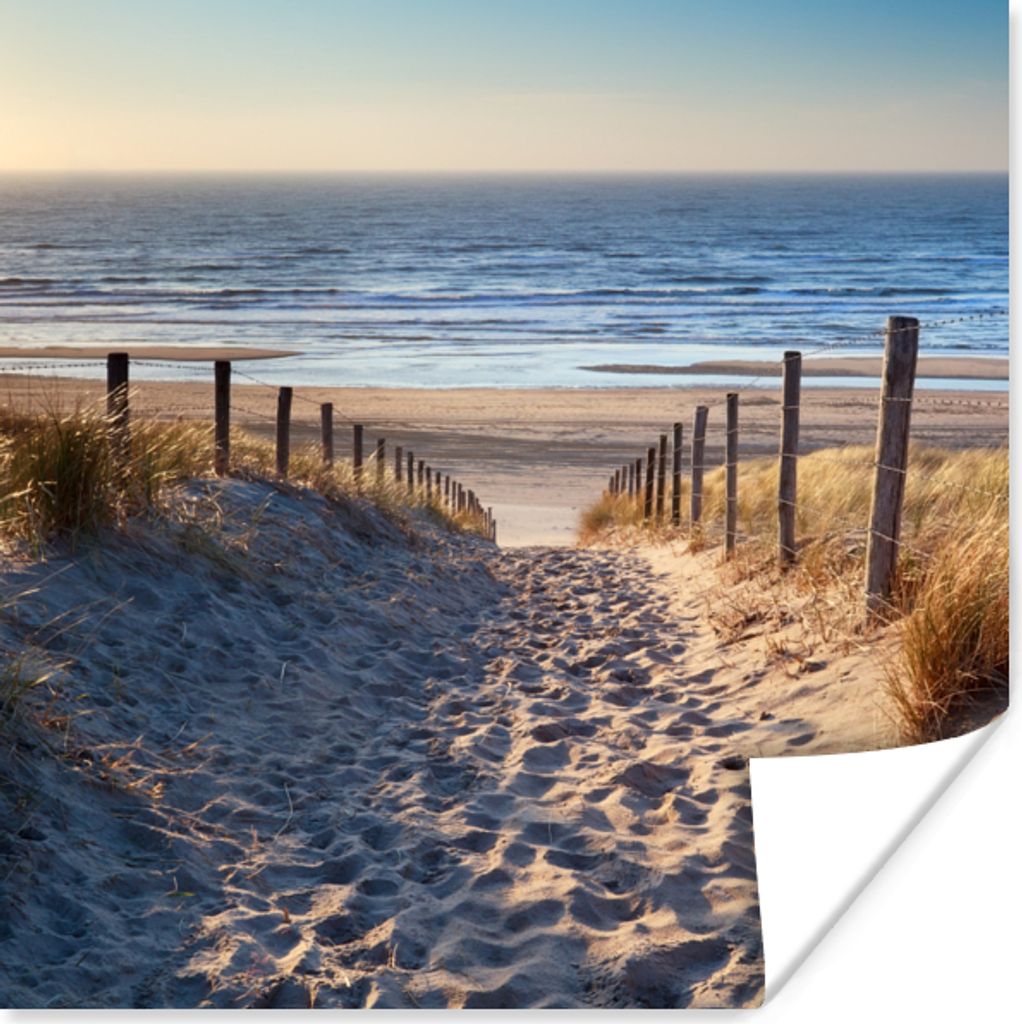 MuchoWow Poster Strand - Meer - Niederlande - Dünen - Sonne 50x50 cm - Wohnzimmerdekoration