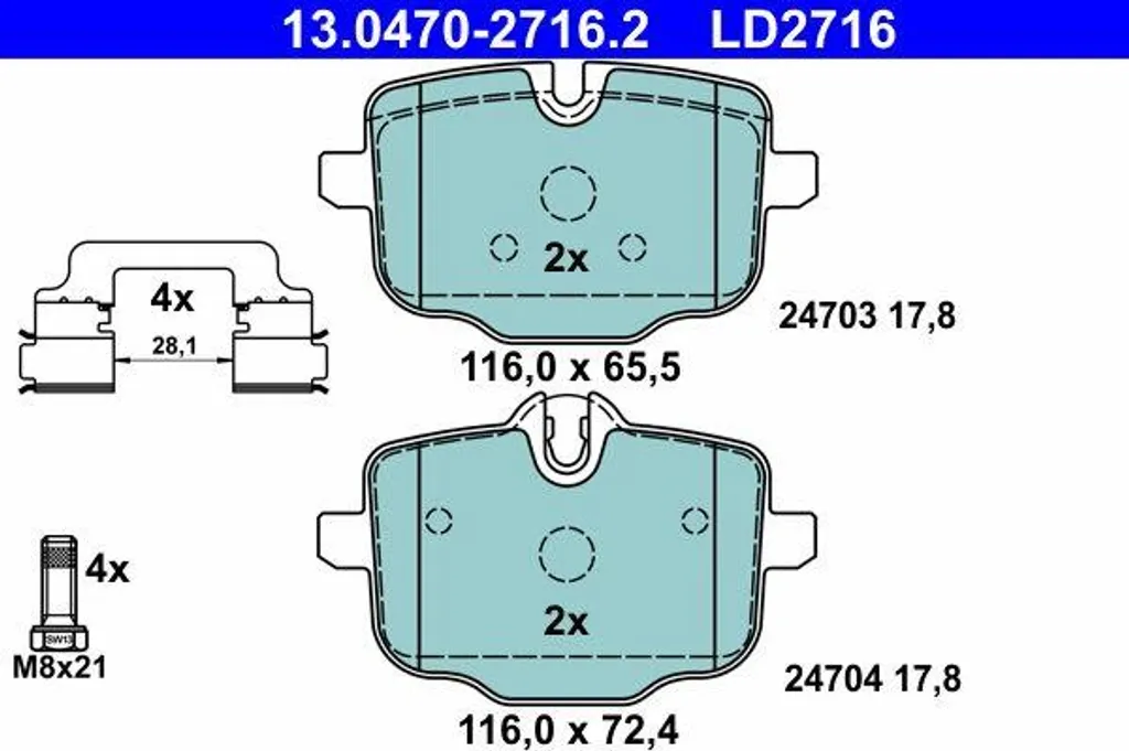 ATE 13.0470-2716.2 Jeu de Plaquettes de Frein Disque pour BMW Série 5 G30